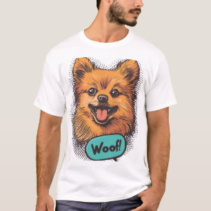 Pop Art Pomeranian - Retro Komische Hond T-shirt