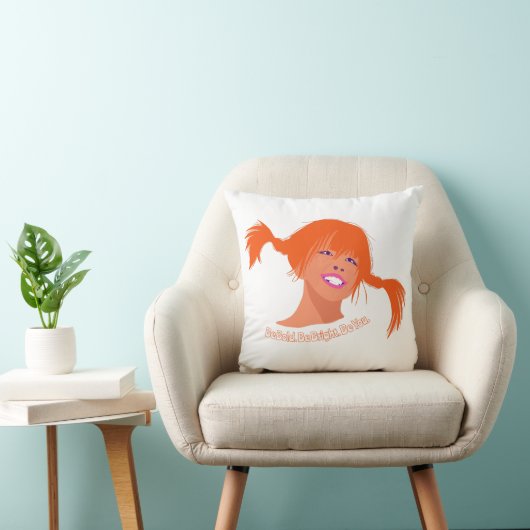 Pop Art Ponytail Girl Cushion – Fun, Bright & Play Kussen (Stoel)