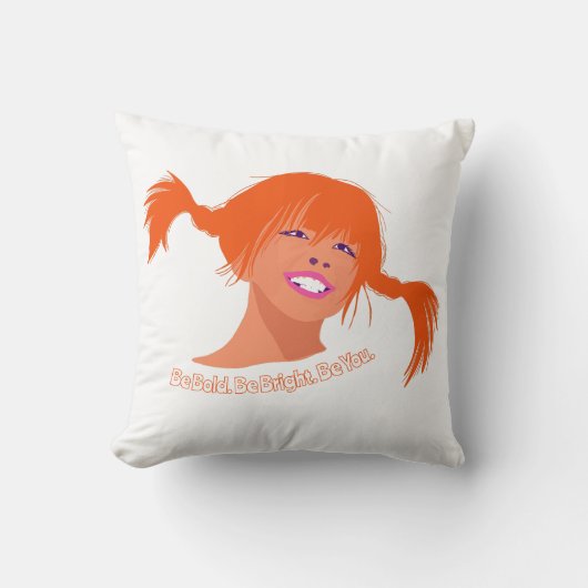 Pop Art Ponytail Girl Cushion – Fun, Bright & Play Kussen (Voorkant)