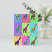 Pop Art Popart Walking Giraffe met meerdere kleure Briefkaart (Staand voorkant)