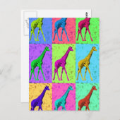 Pop Art Popart Walking Giraffe met meerdere kleure Briefkaart (Voorkant / Achterkant)