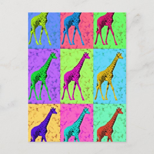 Pop Art Popart Walking Giraffe met meerdere kleure Briefkaart (Voorkant)
