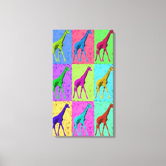 Pop Art Popart Walking Giraffe met meerdere kleure Canvas Afdruk (Voorkant)