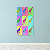 Pop Art Popart Walking Giraffe met meerdere kleure Canvas Afdruk (Insitu (Houten vloer))