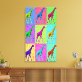 Pop Art Popart Walking Giraffe met meerdere kleure Canvas Afdruk (Insitu (Woonkamer))
