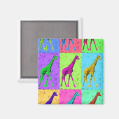 Pop Art Popart Walking Giraffe met meerdere kleure Magneet (Voorkant / Achterkant)