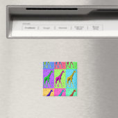 Pop Art Popart Walking Giraffe met meerdere kleure Magneet (Insitu (Vaatwasser))