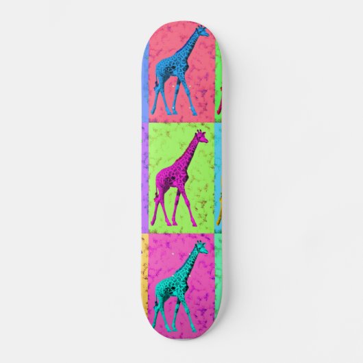 Pop Art Popart Walking Giraffe met meerdere kleure Persoonlijk Skateboard (Voorkant)