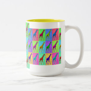 Pop Art Popart Walking Giraffe met meerdere kleure Tweekleurige Koffiemok