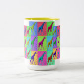 Pop Art Popart Walking Giraffe met meerdere kleure Tweekleurige Koffiemok (Center)