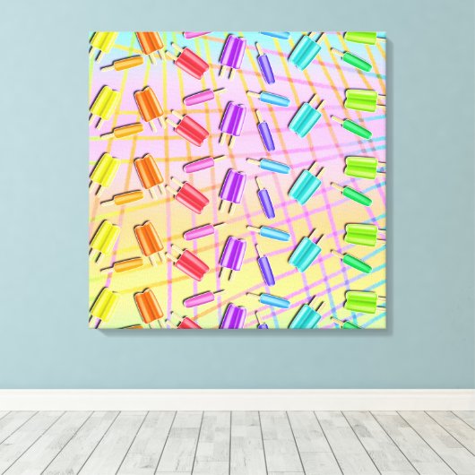 POP ART POPSICLES CANVAS AFDRUK (Insitu (Houten vloer))
