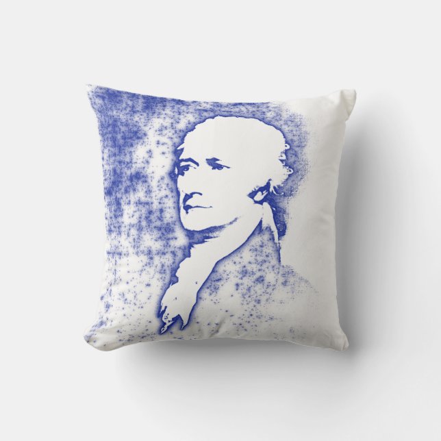 Pop Art Portrait Alexander Hamilton in Blue Kussen (Voorkant)