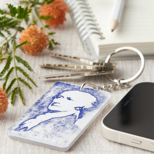 Pop Art Portrait Alexander Hamilton Sleutelhanger (Voorkant Rechts)