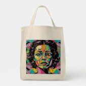 Pop Art Portret Abstracte vrouw gezicht Tote Bag (Achterkant)