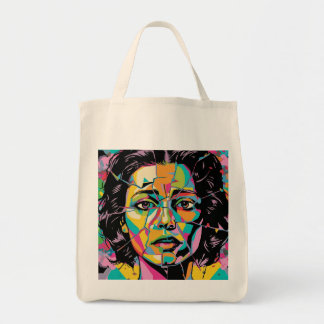 Pop Art Portret Abstracte vrouw gezicht Tote Bag
