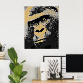 Pop Art Portret van Gorilla Poster Print (Thuiskantoor)