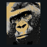Pop Art Portret van Gorilla Poster Print<br><div class="desc">Zwart-witte Pop Art Mountain Gorilla Face Close Kijk digitaal kunstwerk - Gezicht van Gorilla Poster Print - Digitale wilde dieren Fotografie Natuur Art - Wild Mountain Primates Gorillas - Hoofd van Gorilla Poster</div>