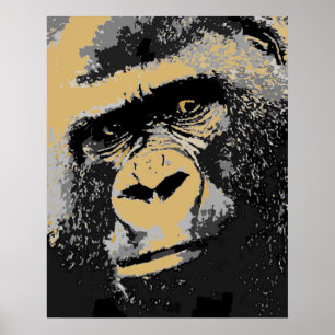 Pop Art Portret van Gorilla Poster Print