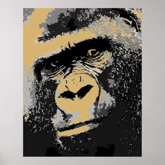 Pop Art Portret van Gorilla Poster Print (Voorkant)