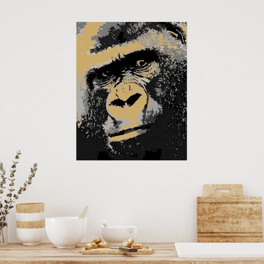 Pop Art Portret van Gorilla Poster Print (Keuken)