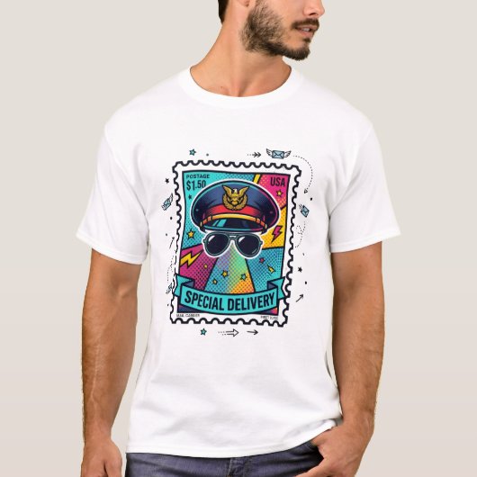 Pop Art Postbode Stempel T-shirt (Voorkant)