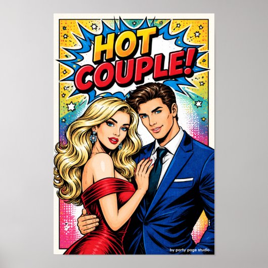 Pop Art Poster „HOT COUPLE!“ – Stylisches Paar Com (Voorkant)