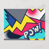 Pop Art Pow! Patroon in magenta, blauw en zwart Briefkaart (Voorkant)