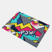 Pop Art Pow! Patroon in magenta, blauw en zwart Deurmat (Schuin)