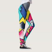 Pop Art Pow! Patroon in magenta, blauw en zwart Leggings (Rechts)