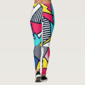 Pop Art Pow! Patroon in magenta, blauw en zwart Leggings (Achterkant)