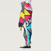 Pop Art Pow! Patroon in magenta, blauw en zwart Leggings (Links)