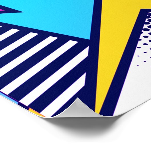 Pop Art Pow! Patroon in magenta, blauw en zwart Poster (Hoek)
