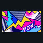 Pop Art Pow! Patroon in magenta, blauw en zwart Poster<br><div class="desc">Grafisch patroon van de Kunst van de Pop,  met schattige 'POW!' typografie,  tegen een kleurrijk abstract patroon. Contacteer de ontwerper voor speciale verzoeken. © Copyright 2021 P.D.,   stripkunst. Alle rechten voorbehouden.</div>