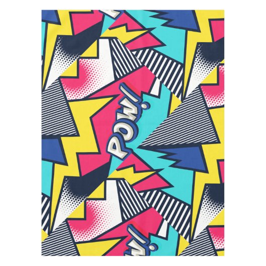 Pop Art Pow! Patroon in magenta, blauw en zwart Tafelkleed (Voorkant)