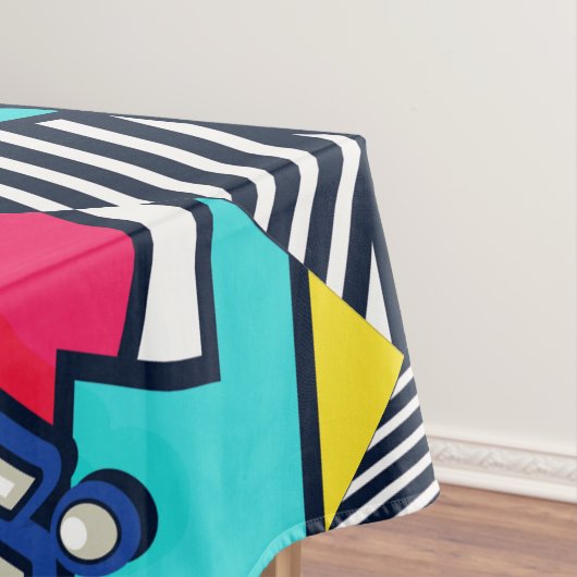 Pop Art Pow! Patroon in magenta, blauw en zwart Tafelkleed (Voorbeeld)