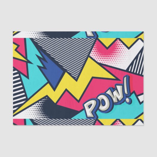 Pop Art Pow! Patroon in magenta, blauw en zwart Tissuepapier (Voorkant)