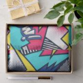 Pop Art Pow! Patroon in magenta, blauw en zwart Tissuepapier (Geschenk)
