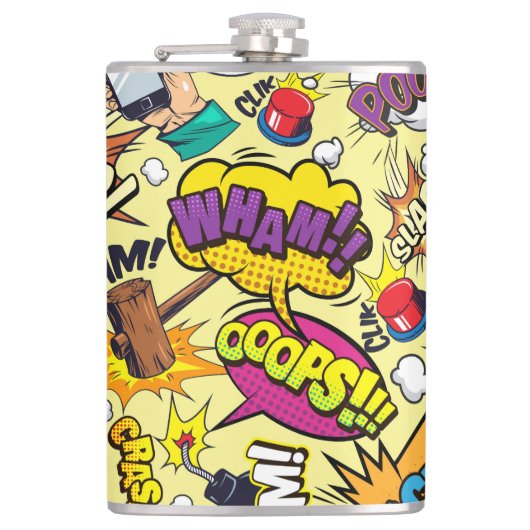 Pop Art Power Flask – Retro Comic Design Heupfles (Voorkant)