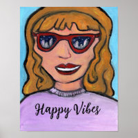 Pop Art Preppy Cartoon Meisje Uniek Tiener Plezier