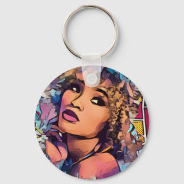Pop Art Princess Button Sleutelhanger