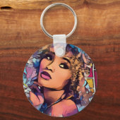 Pop Art Princess Button Sleutelhanger (Voorkant)