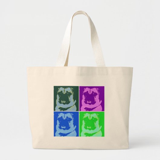 Pop Art Pug Grote Tote Bag (Voorkant)