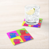 Pop Art Pug Portret Kartonnen Onderzetters (Insitu)