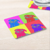 Pop Art Pug Portret Kartonnen Onderzetters (Schuin)