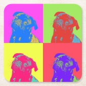 Pop Art Pug Portret Kartonnen Onderzetters (Voorkant)
