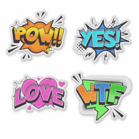 Pop Art Punch: Stripsgewijze actie Sticker (Voorkant)