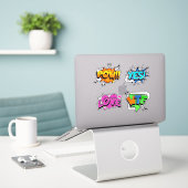 Pop Art Punch: Stripsgewijze actie Sticker (Laptop op bureau)