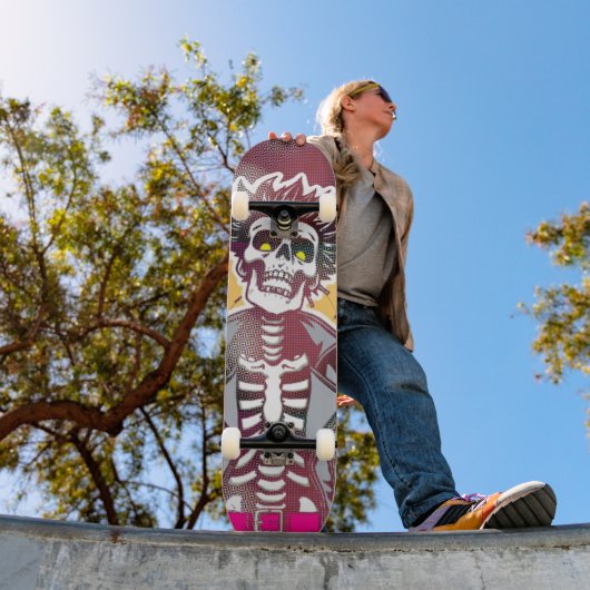 Pop Art Punk Schedel Halftone Skateboard (Buiten 1)