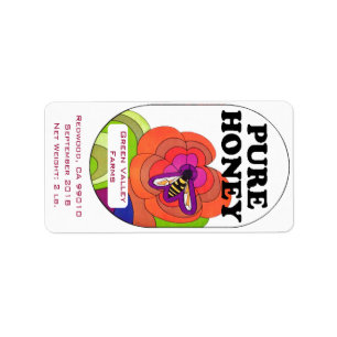 Pop Art Pure Honey 2 lb. Golden Honey Jar Etiket