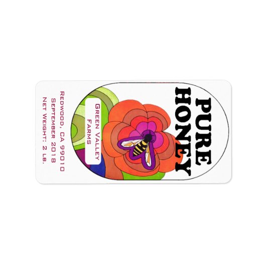 Pop Art Pure Honey 2 lb. Golden Honey Jar Etiket (Voorkant)